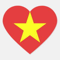 Sticker Coeur étoile jaune drapeau du Vietnam
