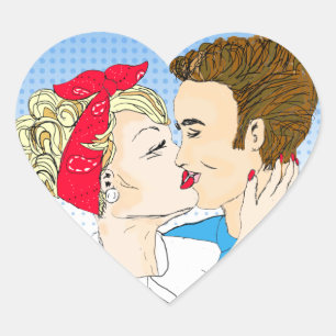 Cœur Sticker Coeur Flirté Romantique de baiser en coupl