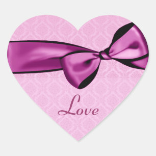 Cœur Sticker Coeur Mariage PINK Bow Damask