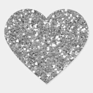 Cœur Sticker Coeur Parties scintillant Argent (Faux)