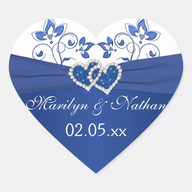 Cœur Sticker Coeur Royal Bleu et Blanc Rejoint 2 (Devant)