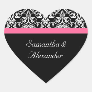 Cœur Sticker Damask Coeur rose et noir