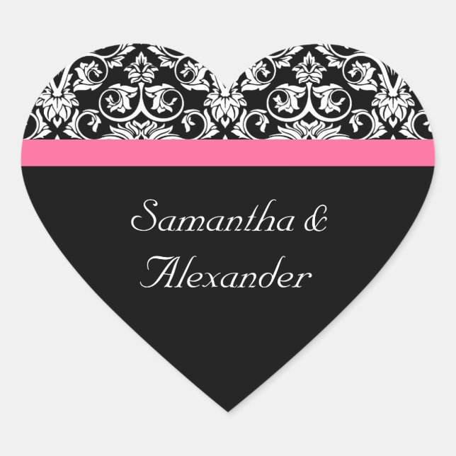 Cœur Sticker Damask Coeur rose et noir (Devant)