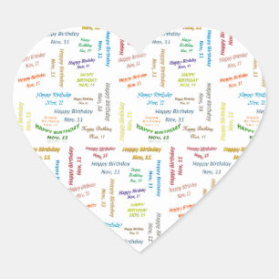 Cœur Sticker d'anniversaire du 11 novembre
