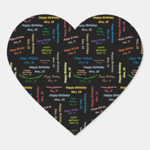 Cœur Sticker d'anniversaire du 16 novembre