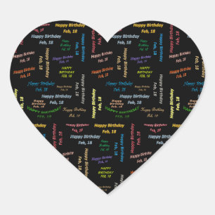 Cœur Sticker d'anniversaire du 18 février
