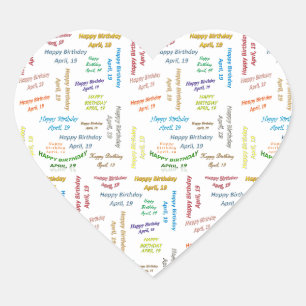 Cœur Sticker d'anniversaire du 19 avril