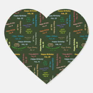 Cœur Sticker d'anniversaire du 20 février