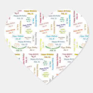 Cœur Sticker d'anniversaire du 21 février