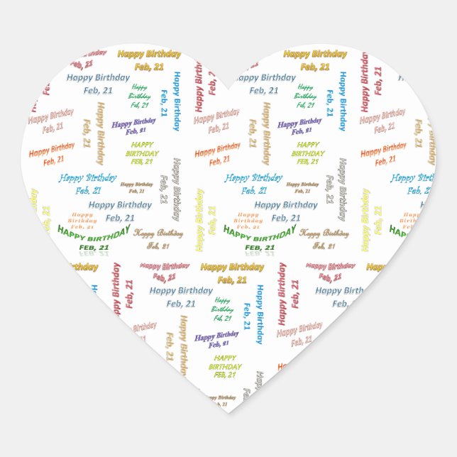 Cœur Sticker d'anniversaire du 21 février (Devant)