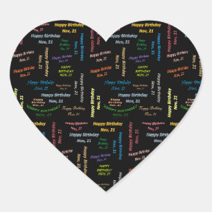 Cœur Sticker d'anniversaire du 21 novembre