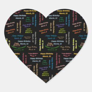 Cœur Sticker d'anniversaire du 22 mars