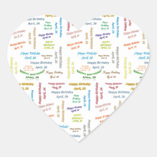 Cœur Sticker d'anniversaire du 26 avril