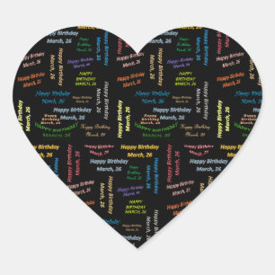 Cœur Sticker d'anniversaire du 26 mars