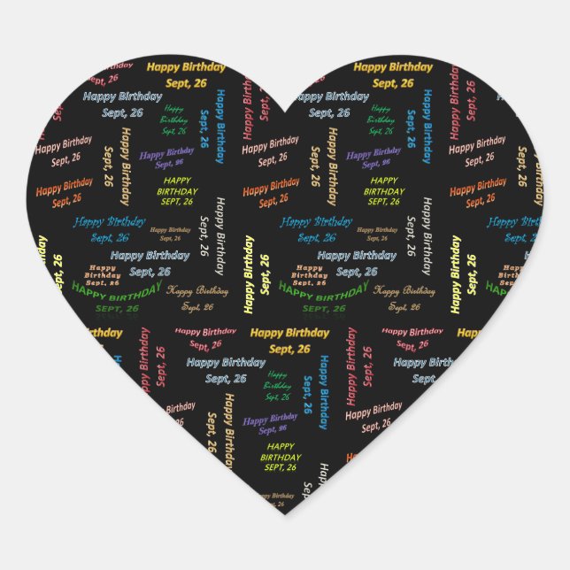 Cœur Sticker d'anniversaire du 26 septembre (Devant)