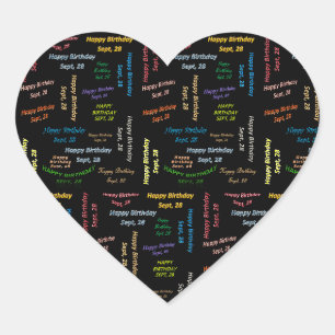 Cœur Sticker d'anniversaire du 28 septembre