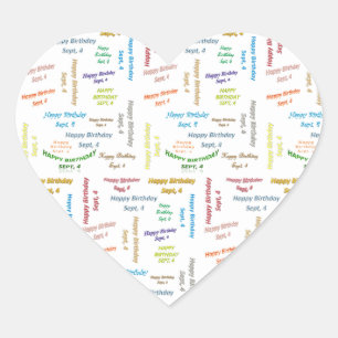 Cœur Sticker d'anniversaire du 4 septembre