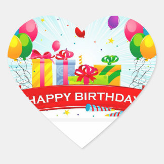 Cœur Sticker d'anniversaire heureux