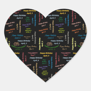 Cœur Sticker d'anniversaire le 5 avril