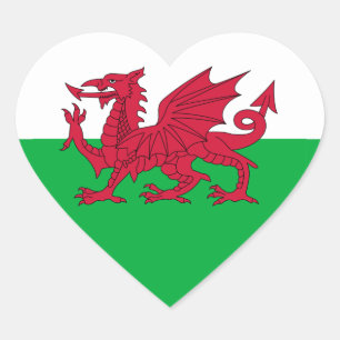 Cœur Sticker de coeur du drapeau gallois