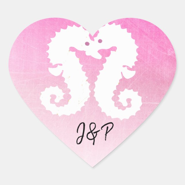 Cœur Sticker de coeur rose et blanc pour hippocampes (Devant)