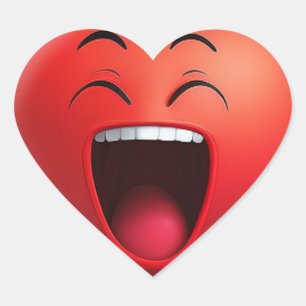 Cœur Sticker d'expression de coeur rouge rire