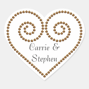 Cœur Sticker d'impression de coeur de perle d'or
