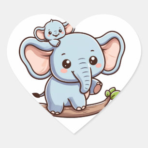 Cœur Sticker éléphant à mousseline
