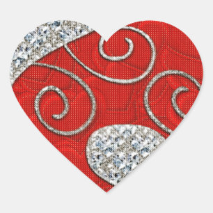 Cœur Sticker en argent rouge 1 coeur
