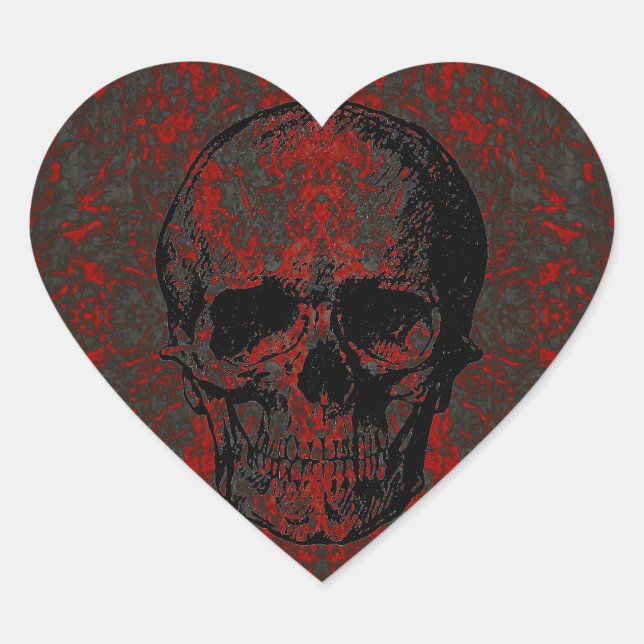 Cœur Sticker en forme de coeur crânien (Devant)
