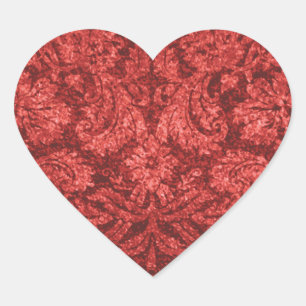 Cœur Sticker en forme de coeur en papier peint rouge vi