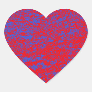 Cœur Sticker en marbre rouge et bleu