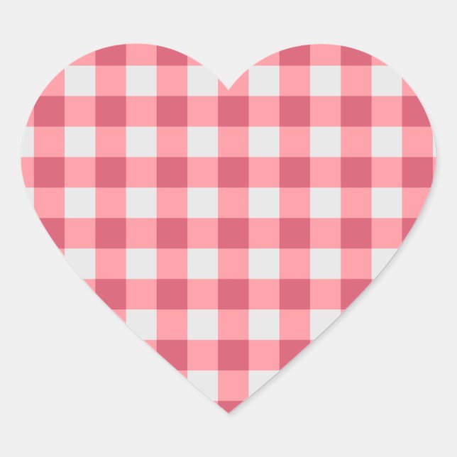 Cœur Sticker En vichy rose - Vibes douces et mignonnes (Devant)