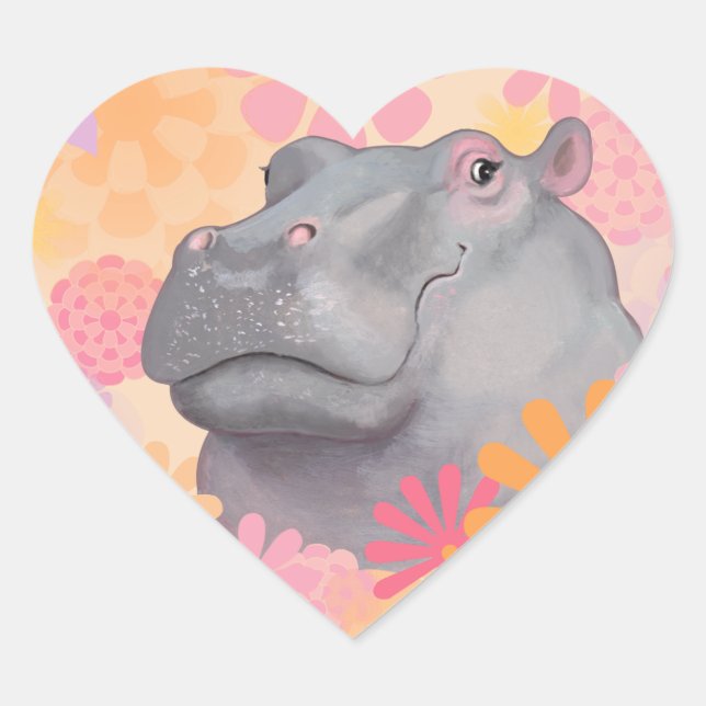 Cœur Sticker Hippo Love (Devant)