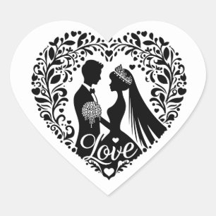 Cœur Sticker juste marié
