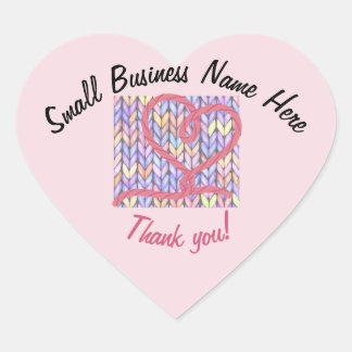 Cœur Sticker Knit Yarn Heart Merci pour petites entrepr