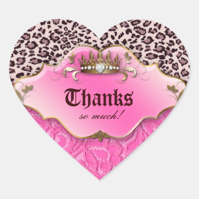 Cœur Sticker Leopard mode Bijoux dentelle or rose (Devant)