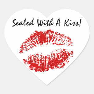 Cœur Sticker Lettre Sceau Scellé Avec Un Coeur Des Lèvr