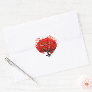 Cœur Sticker Mariage Arbre Rouge