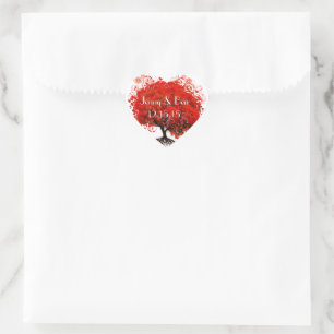 Cœur Sticker Mariage Arbre Rouge