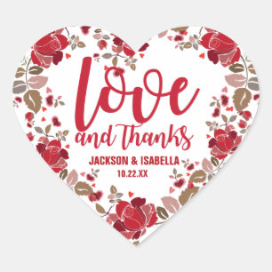 Cœur Sticker Mariage Boho Love & Rose Merci Coeur