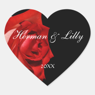 Cœur Sticker Mariage de coeur personnalisé Red Rose