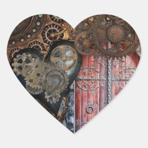 Cœur Sticker Mariage de porte Steampunk ronde