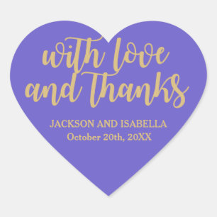 Cœur Sticker Mariage Elégant Personnalisé Purple & Or