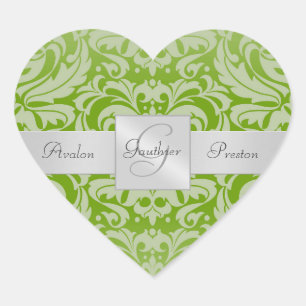 Cœur Sticker Mariage élégant pour chaux Damask Heart