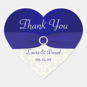Cœur Sticker Mariage en forme de coeur bleu et ivoire