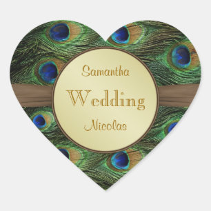 Cœur Sticker Mariage en forme de coeur en plumes de Pea