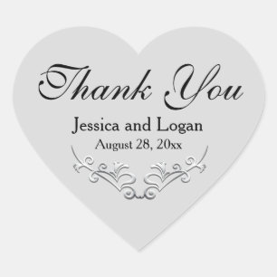 Cœur Sticker Mariage Grey Silver et Black Modern Heart
