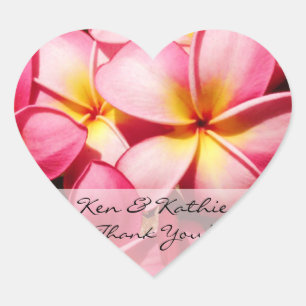 Cœur Sticker Mariage Plumeria rose