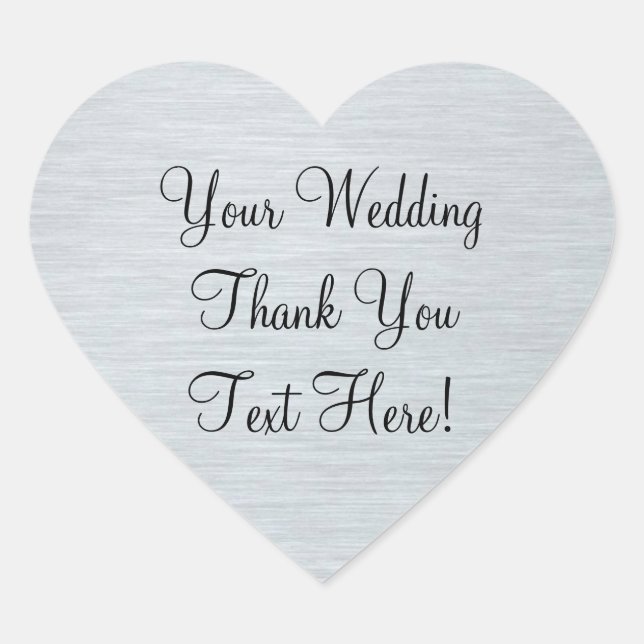 Cœur Sticker Merci de mariage en argent (Devant)